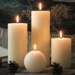 Ribbed pillar candle set