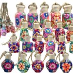 Diamond-shaped hanging car air freshener bottle