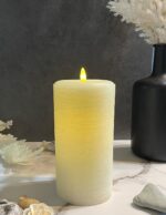 LED ribbed taper candle