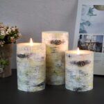 Ribbed pillar scented candle